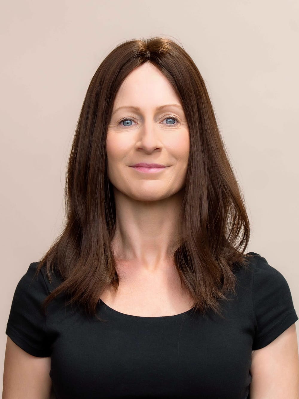 DNZ03694 Aria 16" | Brunette Human Hair Silk Topper - Image 1