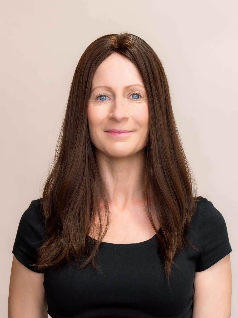 DNZ03744 Aria 18" | Brunette Human Hair Silk Topper - Image 1